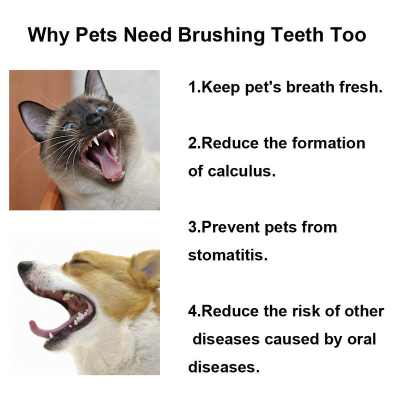 3-Sided Pet Toothbrush for Dogs & Cats, Soft Bristles Dental Care Brush, Non-Slip Handle, Gentle Teeth Cleaning for Puppies, Kittens & Small Pets Blue+pink 1 Count (Pack of 1)