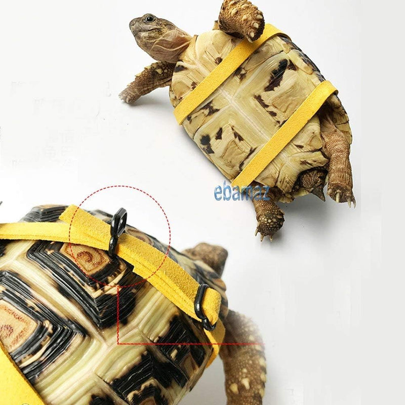 Adjustable Turtle Harness Leashes Soft Leather Harness Strap for Tortoise Pet Outdoor Walking Lead Control Rope Chest Collar Leash for Turtle Supplies (L,Yellow) L Yellow - PawsPlanet Australia
