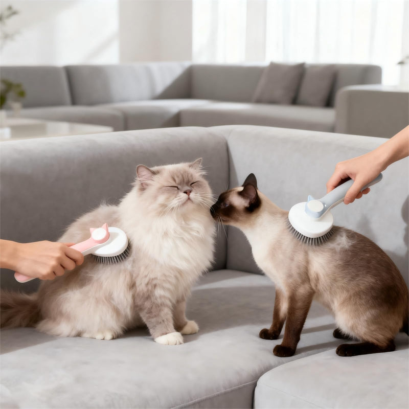 Cat Brush for Shedding & Grooming - Self-Cleaning Deshedding Tool Professional Dog Brush for Short/Long Hair, Indoor Cats Brush with Tangle-Free Control, Gentle on Kittens & Sensitive Skin (Gray) Gray - PawsPlanet Australia