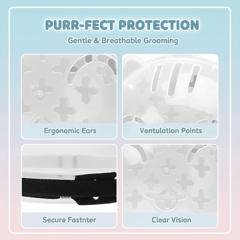 Green cat mouth guard and paw protection set, including 1 hood and 4 boots for scratch and bite prevention, wound care, adjustable for grooming