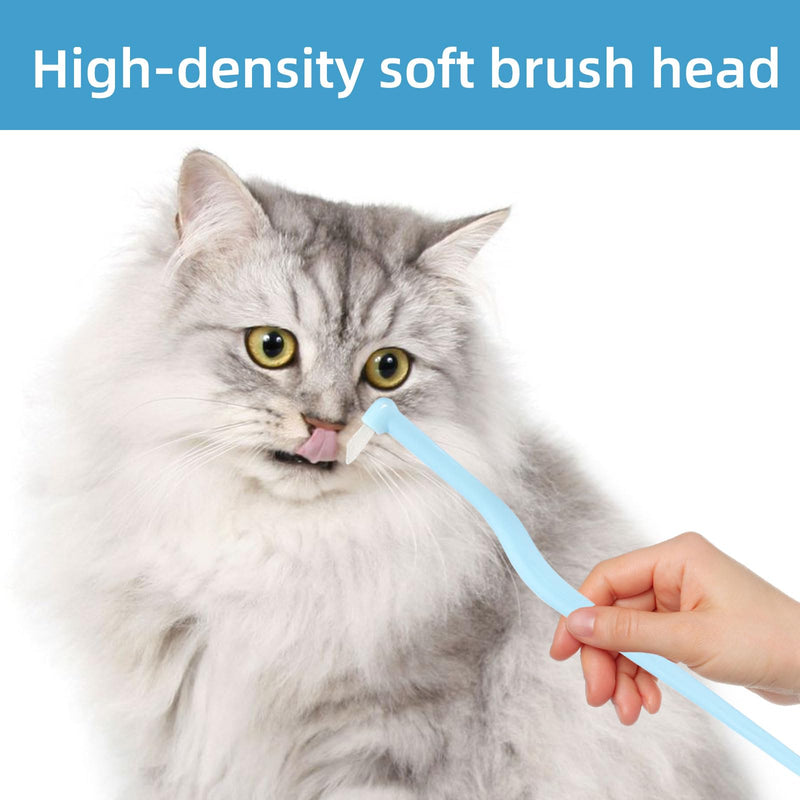 Pack of 4 Cat Teeth Brushes for Cats & Dogs - Gentle Dental Care for Healthy Pet Teeth - Soft Nylon Bristles - Non-Slip Handle - Ideal for Multi-Cat Households & Small Dogs - Blue & Green