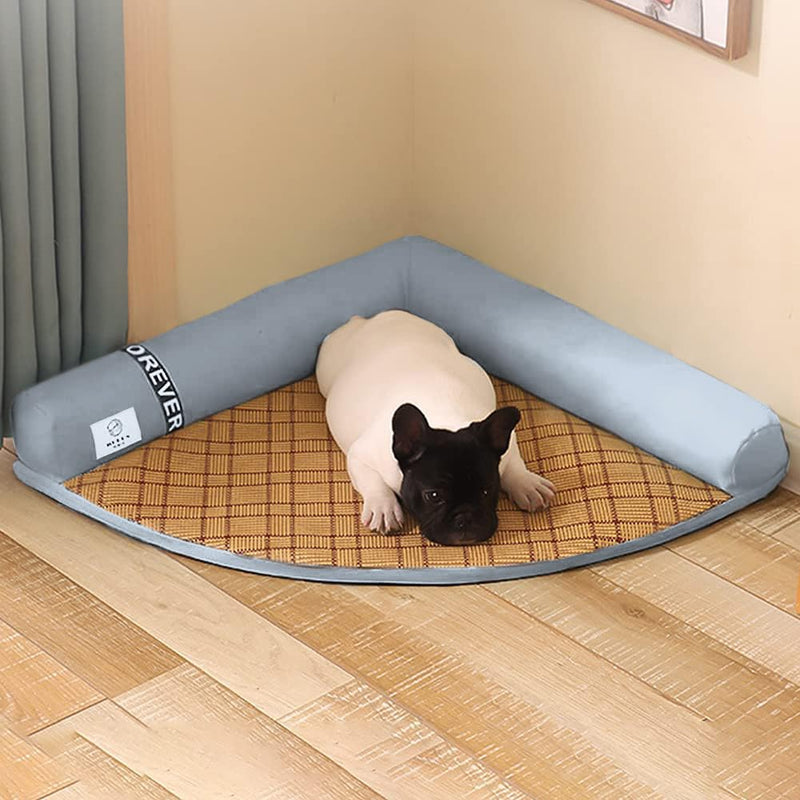 Pet Dog Bed for Small Medium Large Dogs and Cats Triangle Corner Lounger with Removable Cover and Breathable Summer Mat Cushion Pet Corner Couch Bed Pillow Washable (Gray, Medium) Medium gray - PawsPlanet Australia