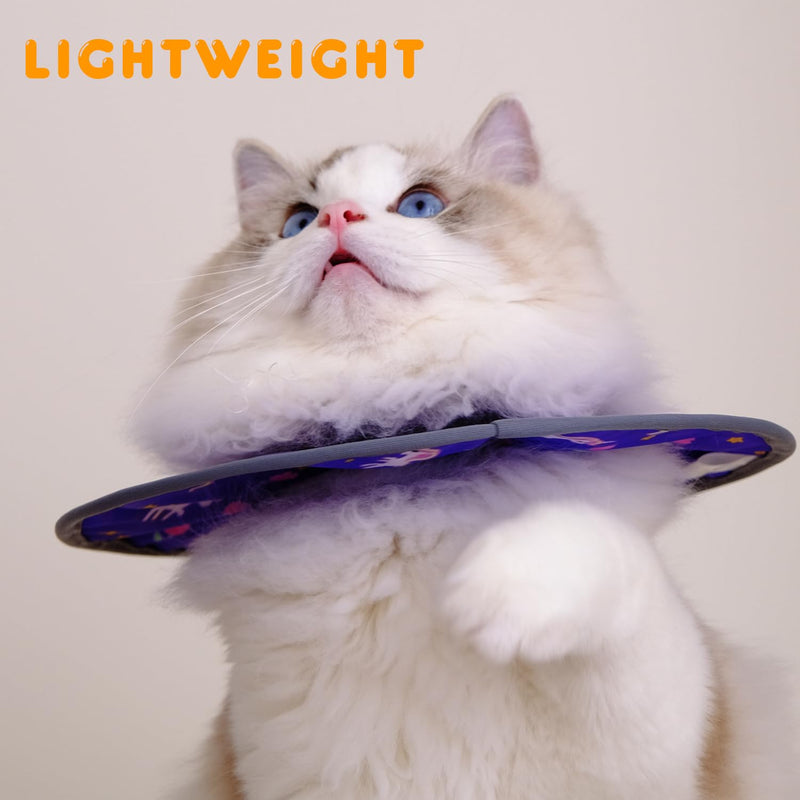 Cat Recovery Collar, Adjustable Waterproof Elizabethan E-Collar for Cats, Kittens, Small Dogs, Stop Licking Scratching After Surgery, Circular Lightweight Cute Drawstring for Easy Eating and Drinking M - PawsPlanet Australia