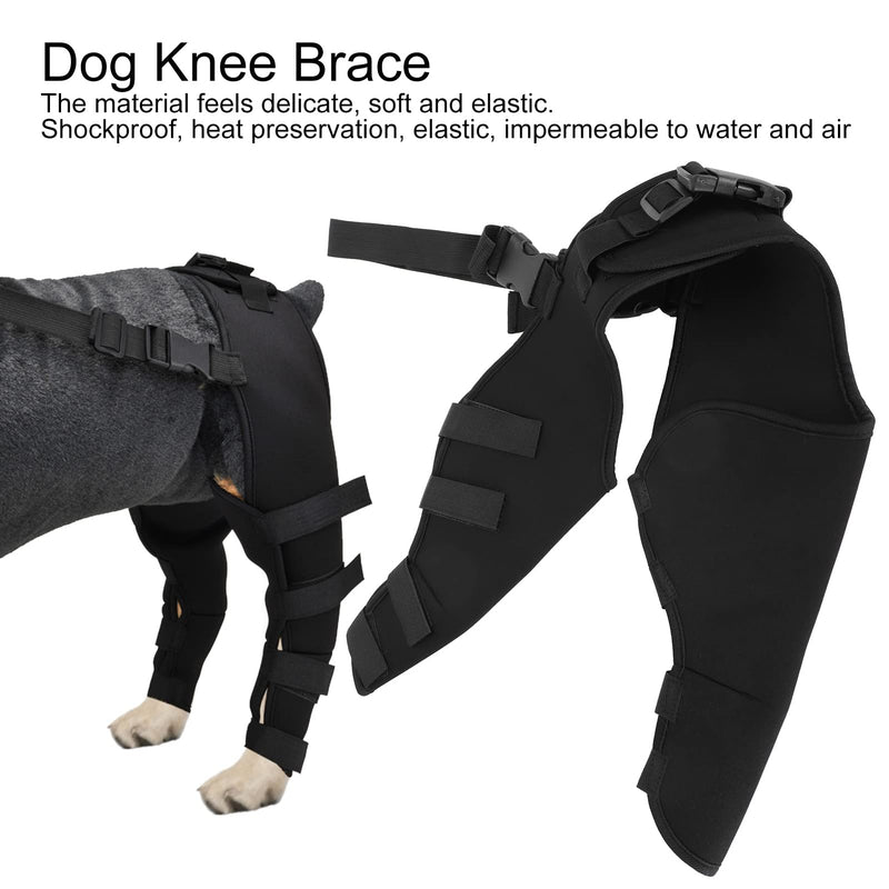 Pet Dog Hind Legs Protector, Adjustable Knee Brace Leg Support, Dog Hock Brace Rear Legs Joint Wrap(HJ25 Rear Double Leggings Black L) HJ25 rear double leggings black L