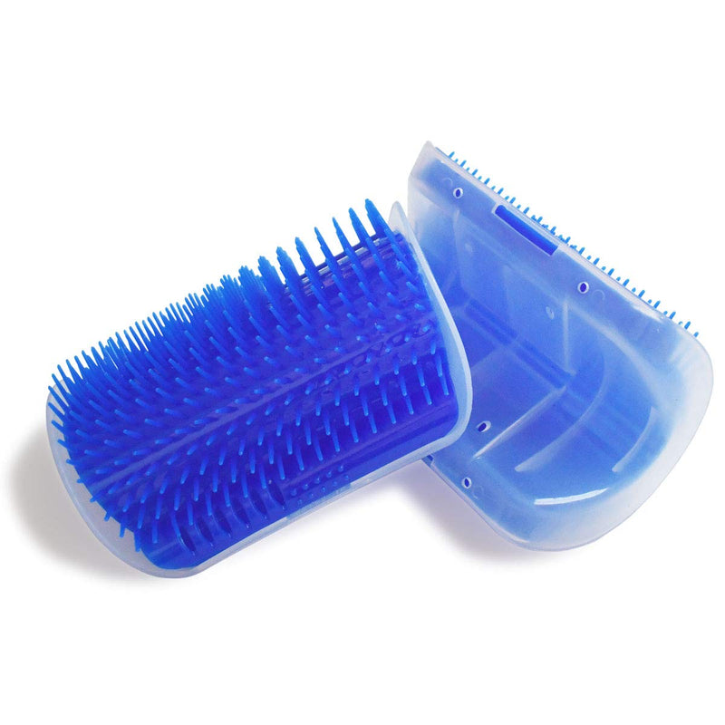 2 Pack Self Grooming Wall Brush for Cats and Dogs - Cat Groomer with Catnip, Massage Comb Tool for Long & Short Fur Pets (Blue) Blue