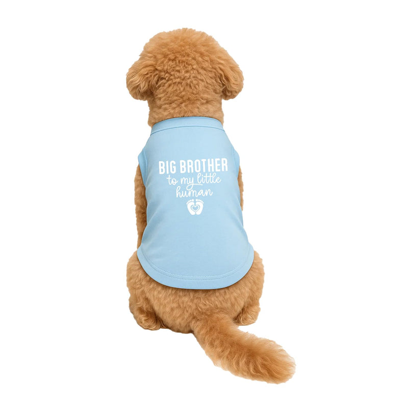 Big Brother to My Little Human Dog Tee Shirt | Sleeveless Breeds | Big Brother | New Baby | Pregnancy Announcement | Family Growing | Sibling Reveal |Light Blue, Medium 167 Baby Blue Medium (6-12lbs) - PawsPlanet Australia
