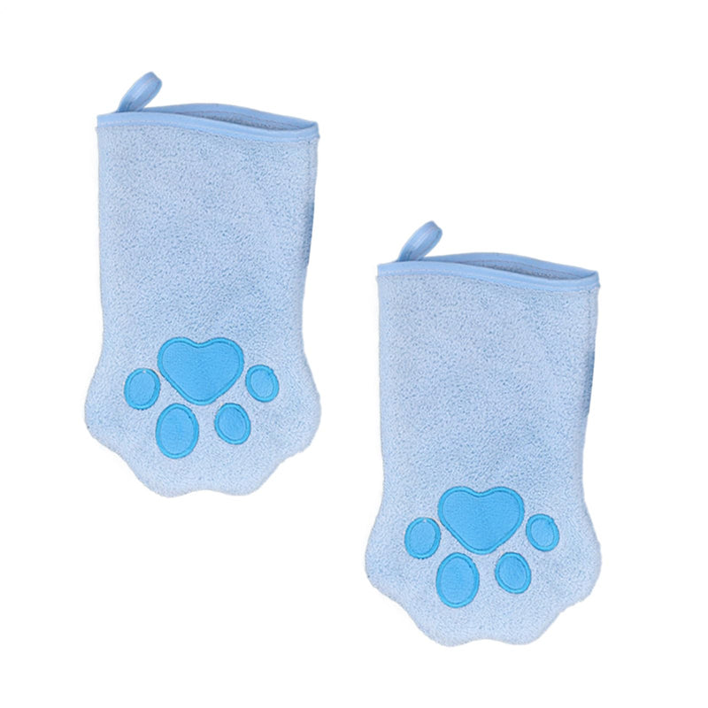 Cat bath gloves, efficient tool, soft microfiber towel for long-haired cats, stable shedding control, ideal for travel, outings, grooming, 2 pieces, sky blue