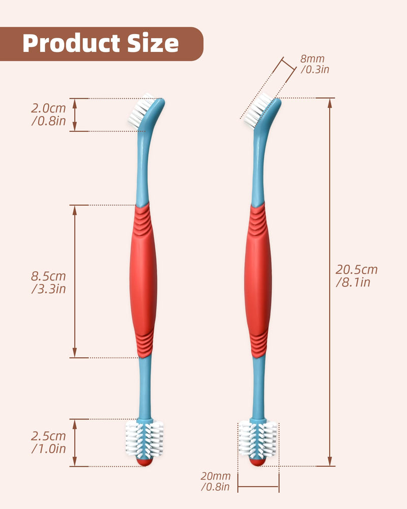 2PCS Double Headed Dog Toothbrush, Dual Ended 360 Degree Cat Teeth Cleaning Products, Dental Cleaning with Dog Toothpaste and Plaque Remover (Blue *2) Blue *2