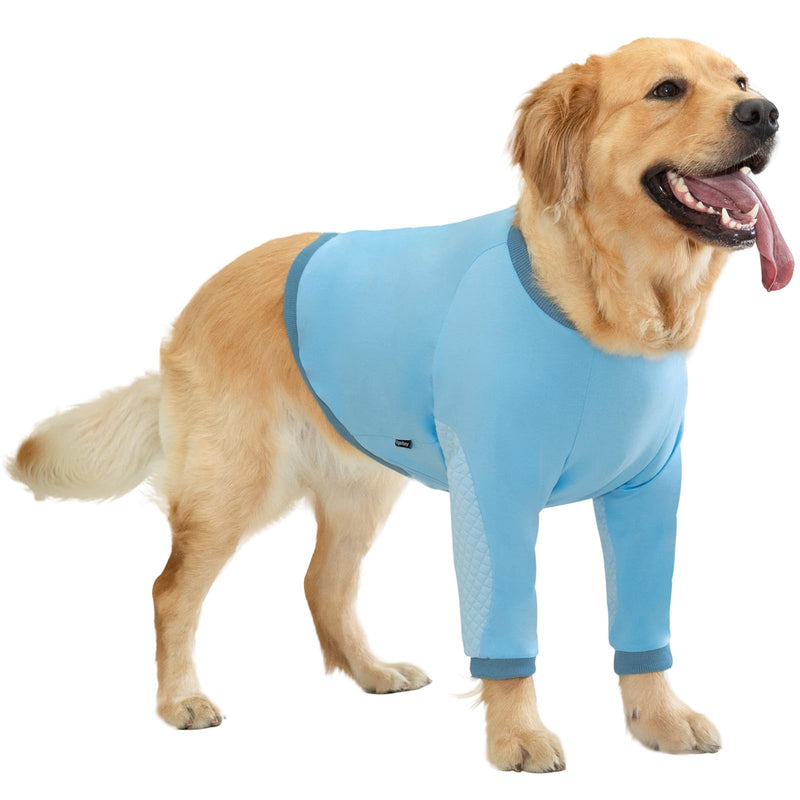 Dog Recovery Sleeve with Elbow Protector, Recovery Suit for Dog Front Legs, Pet Long Sleeve Suit to Stop Licking, Soft Breathable Cone Collar Alternative for Male Female, Blue, M