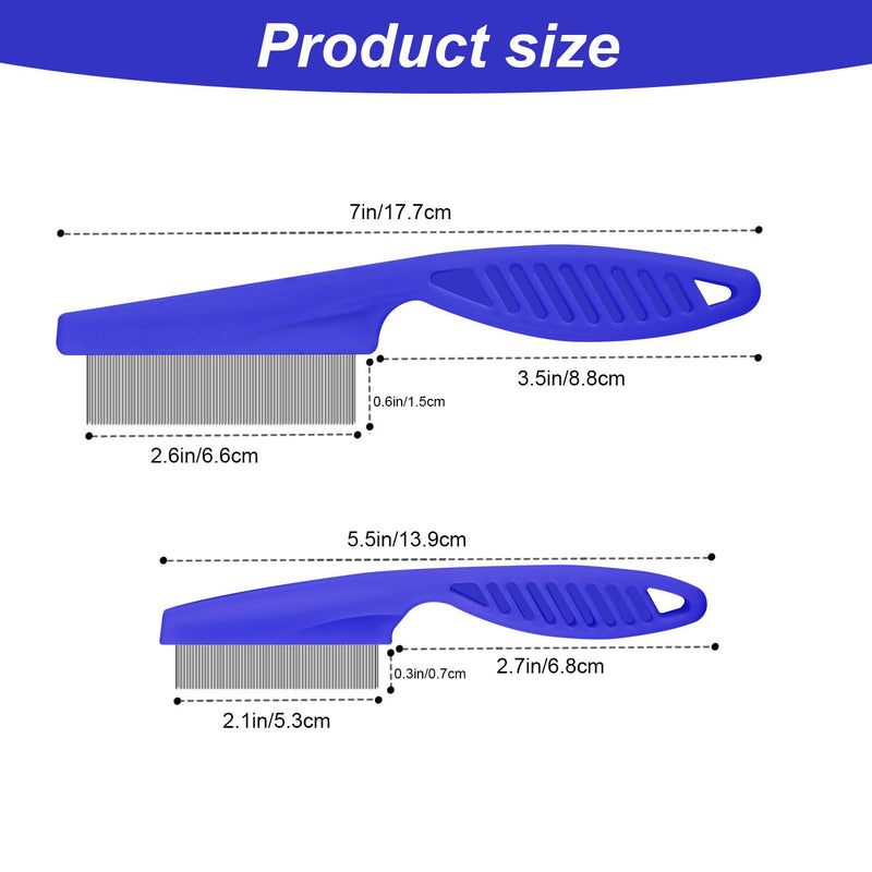 Pet Hair Comb, 2 in 1 Multifunctional Pet Hair Comb for Grooming and Dehairing, Flea and Tear Stain Removal, Stainless Steel and ABS Material, Pack of 2, Blue - PawsPlanet Australia