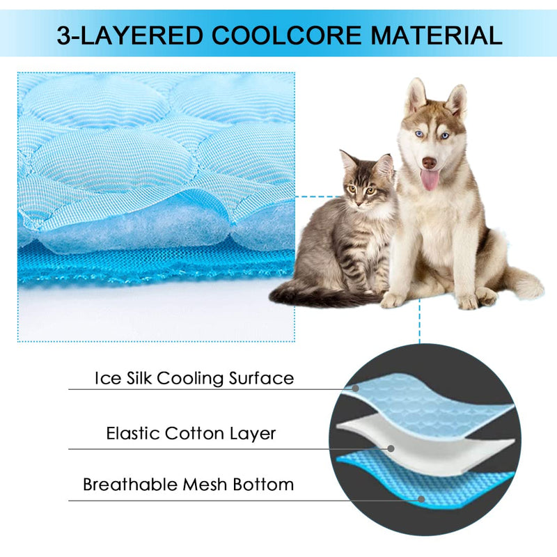 SOMOYA Dog Self Cooling Mat Pet Washable Cooling Pads Blanket Sleeping Kennel Mat,Ice Silk Sleep Mat Pad Non-Toxic Breathable Sleep Bed Beach for Large Dogs Cats (Blue, 39.4x59 in) Blue - PawsPlanet Australia