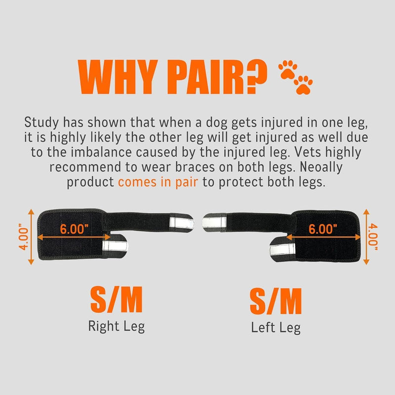 NeoAlly Dog Front Leg Braces Super Supportive with Metal Spring Strips to Stabilize Canine Front Leg Wrist Carpal, Prevents Leg Injuries Sprains Arthritis (Pair) S/M (1 Pair) - PawsPlanet Australia