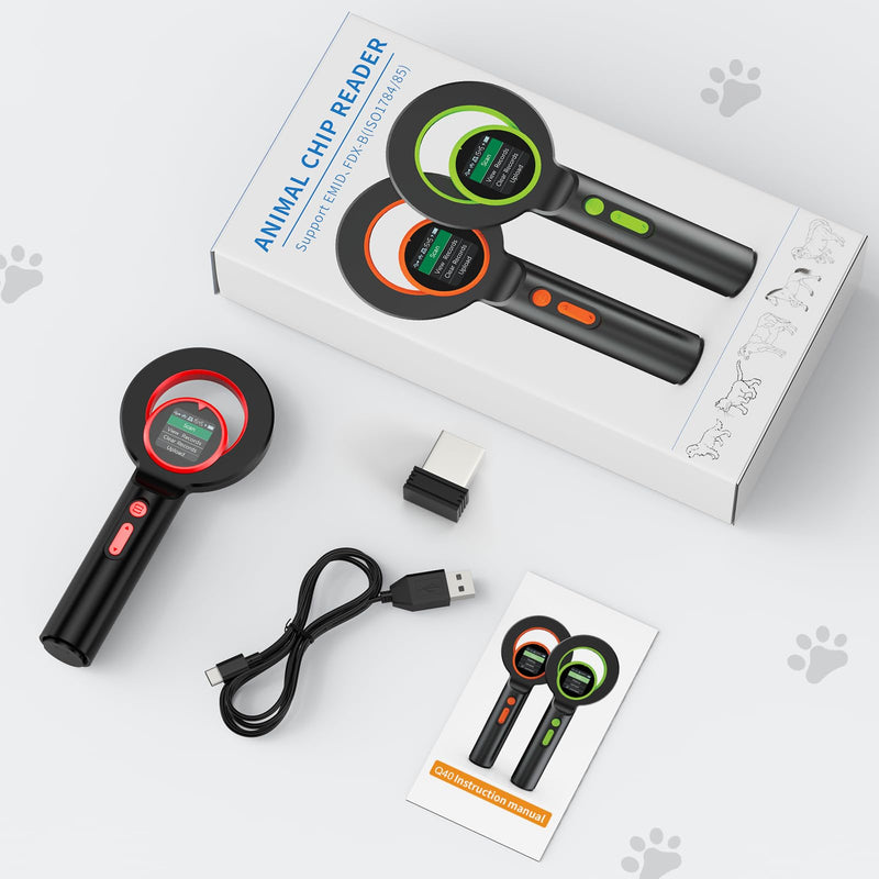 Symcode Pet Microchip Scanner, ISO11784/85/FDX-B/EMID (2.4GHz Wireless+Bluetooth+USB) All in one 1.44” TFT Screen Display 240 Data Storage Upload to PC Microchip Scanner Reader for Dog/Pet/Cat/Animal 2D - PawsPlanet Australia