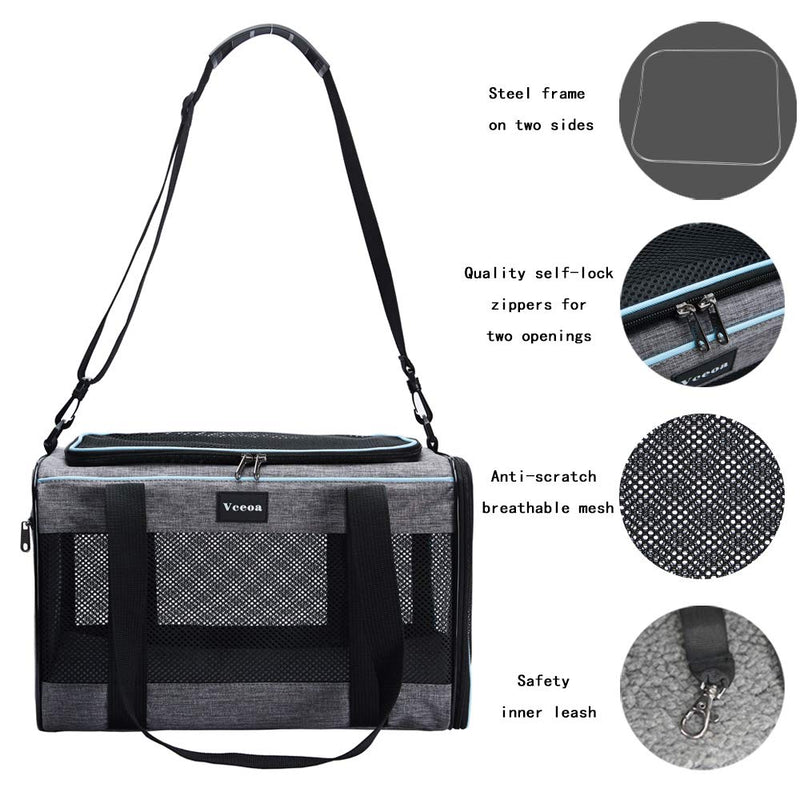 Vceoa 17.5x11x11 Inches Cat, Dog Carrier for Pets Up to 16 Lbs, Soft-Sided Cat Bag Animal Carriers Travel Puppy Carry As a Toy of Fabric Pet Home 17.5"L x 11.0"W x 11.0"H XH - PawsPlanet Australia