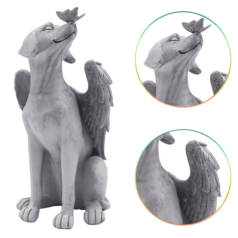 Dog Angel Figurine Memorial Pet Puppy Dog Butterfly Stone Statue with Wings Garden Grave Monument Marker Decor Polyresin Dog Angel Figures Statue Tombstone Sculpture Ornament Loss of Dog Sympathy Gift Grey, Angel Dog - PawsPlanet Australia