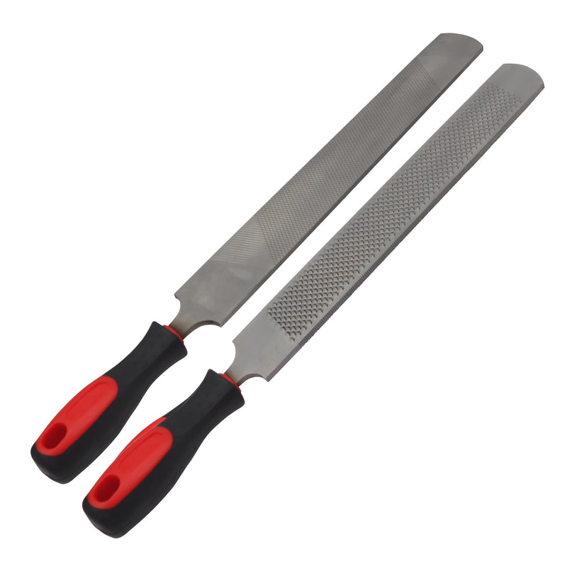Double-Sided Hoof Rasp, 12'' Farrier File Tool with Ergonomic Rubber Handle, Carbon Steel Horseshoe File for Trimming Horse Goat Cow Donkey Hooves – Heavy-Duty Animal Hoof Care Tool 12''