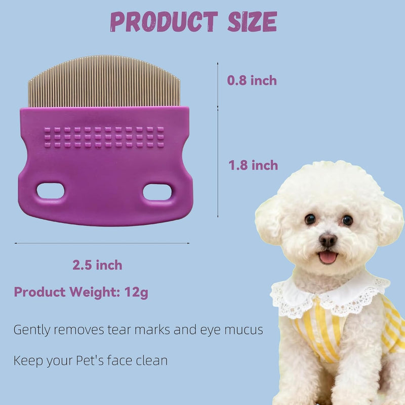 2 Pack Professional Pets Eye Combs,Pets Grooming Comb Kit,Stainless Steel Tear Stain Remover for Cats & Dogs,Flea Lice Comb,Gentle Curved Comb Teeth,Precisely Removes Stains (2pcs eye combs) 2pcs eye combs