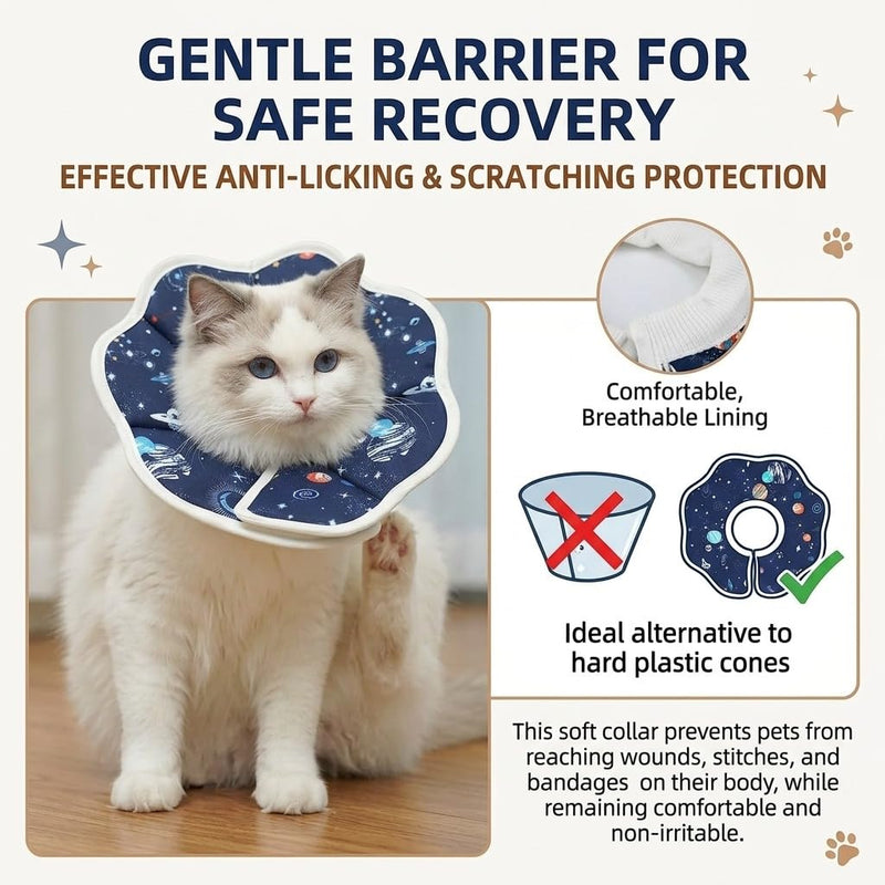 Soft, waterproof neck brace for cats and dogs to prevent licking after surgery, adjustable alternative to cat collars and cones (Size L)