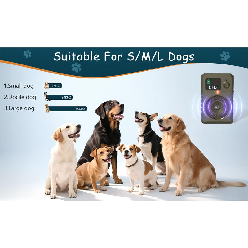 Green Anti Barking Device for Dogs, Ultrasonic Dog Bark Avoid with 3 Frequency Settings, Rechargeable Bark Control Device for Indoor & Outdoor Use, Safe Dog Barking Muffler for All Breeds (Green)