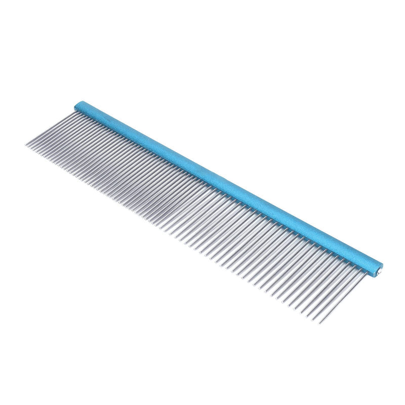 Greyhound Comb For Dogs, Metal Comb For Dogs Metal Dog Comb Cat Comb For Removing and Knots Dog Combs with Rounded Ends Grooming Tool For Long Short Haired Dog (Blue Blue 22cm/8.7in