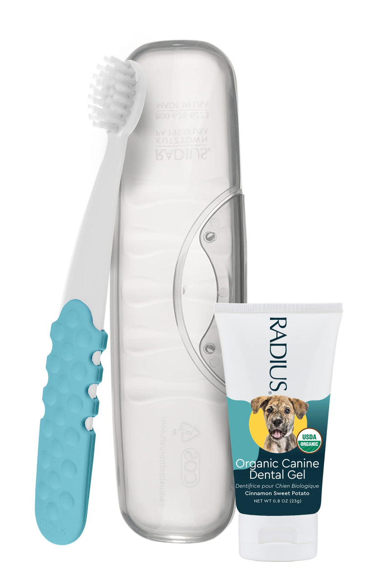 RADIUS USDA Organic Dental Solutions Puppy Kit 2 Units, Kit Includes 1 Dog Toothbrush & 1 0.8oz Toothpaste, Ultra Soft Bristle & Non Toxic Toothpaste for Dogs, Designed to Clean Teeth, Xylitol Free Puppy - Pack of 2 - PawsPlanet Australia