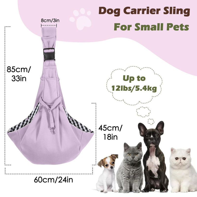 Pawaboo Dog Sling Carrier for Small Dogs, Reversible Hand Free Dog Carrier Sling with Adjustable Strap Buckle & Safety Leash, Soft Pouch and Tote, for Carry Small Dogs & Cats, Up to 12lbs,Light Purple Light Purple-Up to 12lbs - PawsPlanet Australia