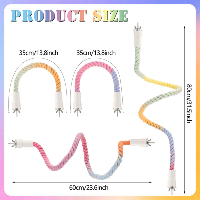 4Pcs Rope Perches for Bird Cages, Bendable Climbing Rope Cage Accessory Toy, Perfect for Parrots Cockatiels & Budgies, BirdToys, Swings & Ladders for Medium Birds Gradient 4PCS - PawsPlanet Australia