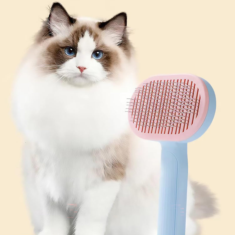 Cat Brush, Dog Brush, Self Cleaning Slide Brush, Pet Grooming, SheddingHair, Fluffy Dog Hair Puppy Kitten, Pet Accessories. (blue) blue - PawsPlanet Australia
