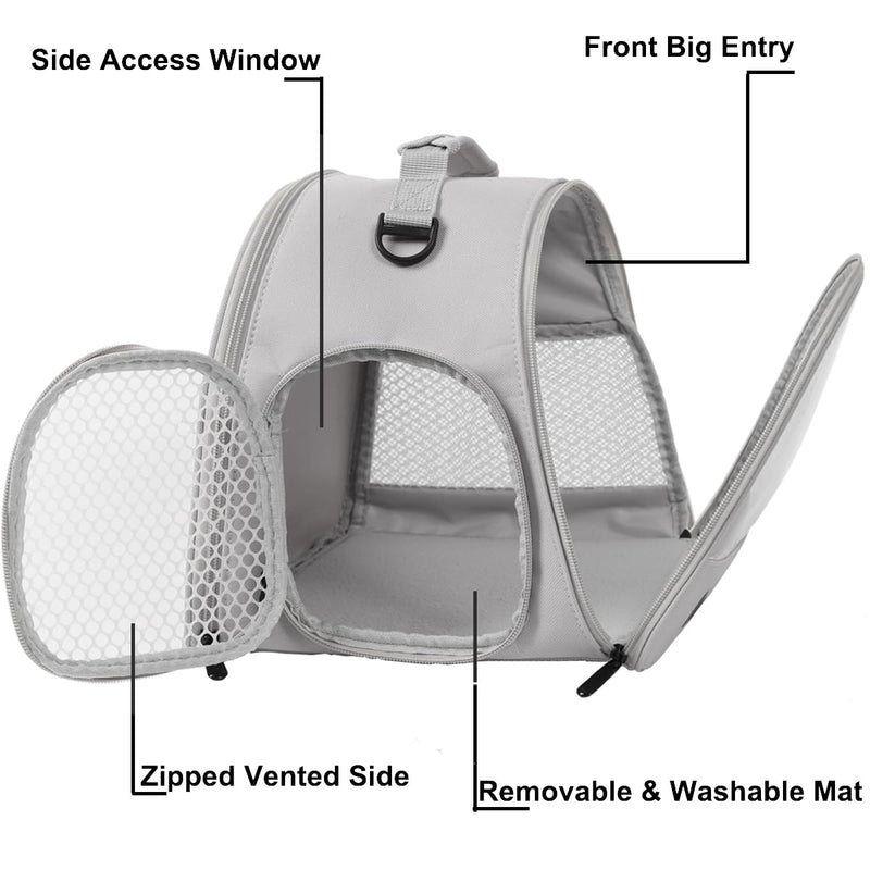 Pet Travel Carrier with Absorbent Pad Set, Pee Pad with Leak-Proof Quick-Dry Design for Bearded Dragon,Portable Guinea Pig Bag for Sugar Glider,Hedgehog,Rat,Bunny,Rat,Outdoor Used Grey TPU Carrier+NP