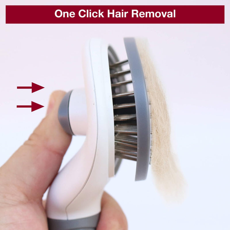 Self Cleaning Slicker Brush with massage particles, suitable for cats, dogs with long and short fur, Gray - PawsPlanet Australia