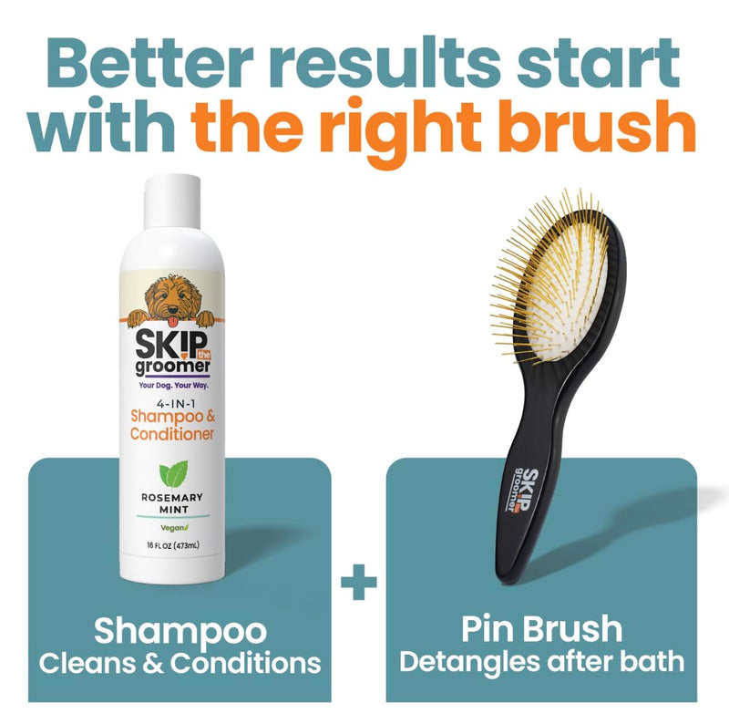 Pin Brush for Dogs, Gentle Dog Brush for Long Haired Dogs – Routine Essential for Goldendoodles, Poodles & Doodles, No-Scratch Rounded Pins for Sensitive Skin, Flexible Cushion Base – Skip the Groomer - PawsPlanet Australia