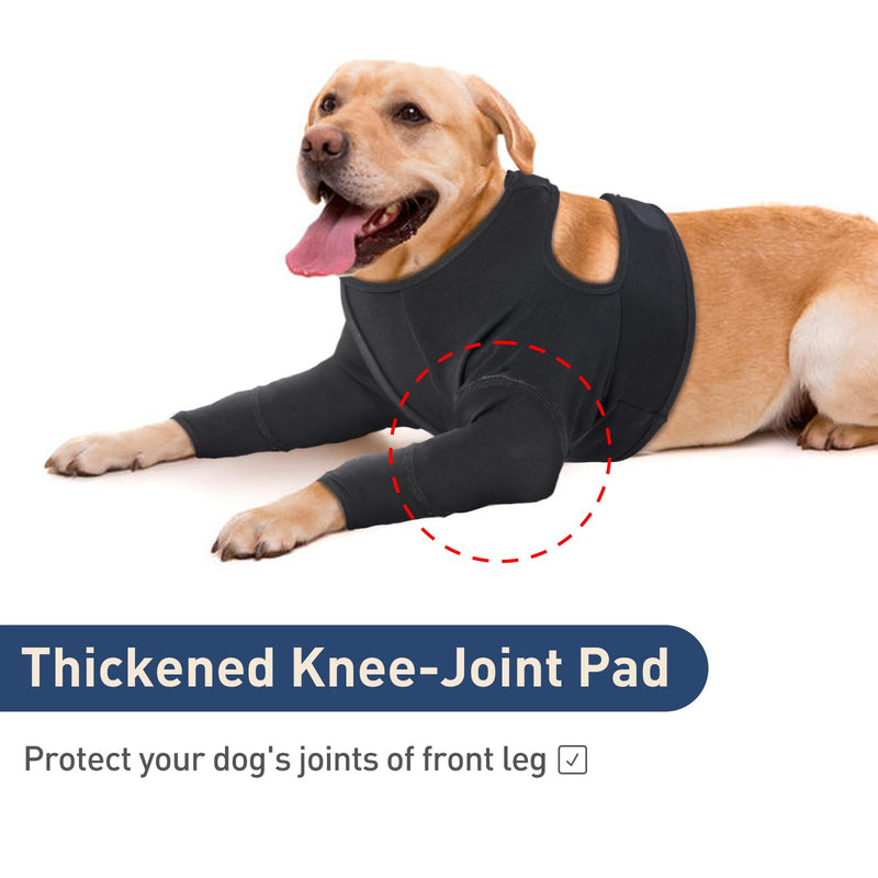 IDOMIK Dog Recovery Sleeve for Front Legs, Breathable Dog Recovery Suit Front Legs, Adjustable Dog Leg Sleeves to Stop Licking, Dog Elbow Braces Protector Dog Cone Collar Alternatives,Black,L L(Chest Girth:21.26"-24.41") Black - PawsPlanet Australia