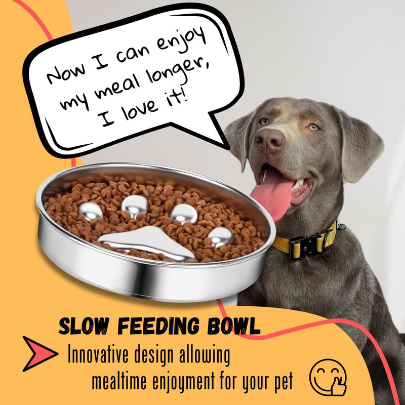 STRUNGZ | Slow Feeder Bowl | Stainless Steel Slow Feeder Bowls | Stainless Steel Dog Bowls | 2 Cups Capacity Dog Slow Feeders | Non-Slip Silicone Base Slow Feeder Dog Bowl | Slow Feeder Dog Bowls - PawsPlanet Australia