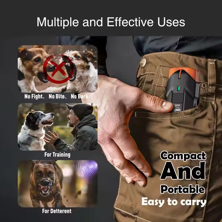 Portable Ultrasonic Dog Trainer – USB-Rechargeable High-Frequency Handheld Dog & Animal Trainer with Built-in LED Flashlight, One-Button Operation, Lightweight for Walking & Jogging – 40 ft Range