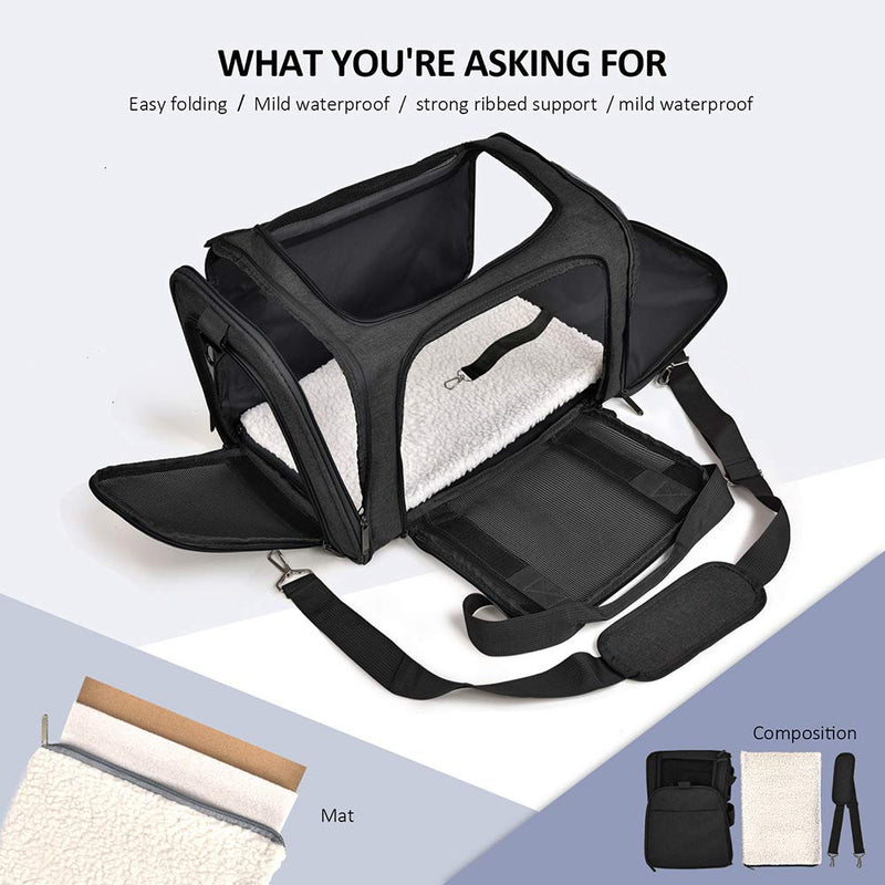 Petbuy Pet Carrier Bag for Dog Cat,Portable Pet Bag Folding Fabric Pet Travel Carrier Pet Cage for Small Dog, Collapsible Puppy Messenger Pet Bags Airline Approved，Breathable & Durable Medium Black - PawsPlanet Australia