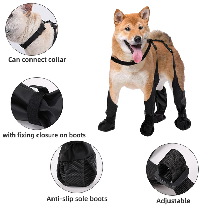 Suspender Boots for Dogs, Dog Paw Boot Waterproof Dog Boots Anti-Slip Dog Shoes, Dog Paw Protector for Small Medium Dogs, Dirty-Proof Dog Booties with Auxiliary Strap for Snow Day Outdoor Walking (S) S - PawsPlanet Australia