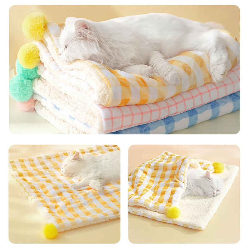 3Pcs Blankets Soft Fluffy Sherpa Fleece Pet Blanket Plaid Blanket for Dog Puppy Cat (Plaid-3pcs, Large) Plaid-3pcs - PawsPlanet Australia