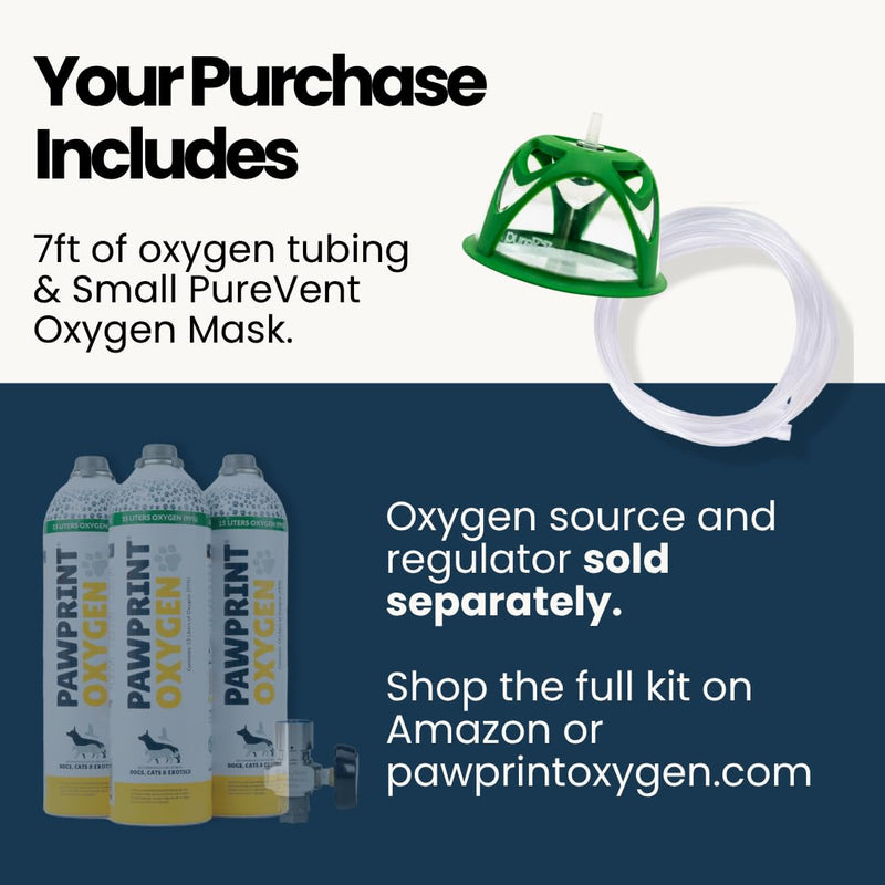 PureVent Pet Oxygen Mask - Dogs, Cats, and Other Pets - with 6 Feet of Oxygen Tubing - Used by Veterinarians… Small - for Cats, Kittens, & Puppies - PawsPlanet Australia