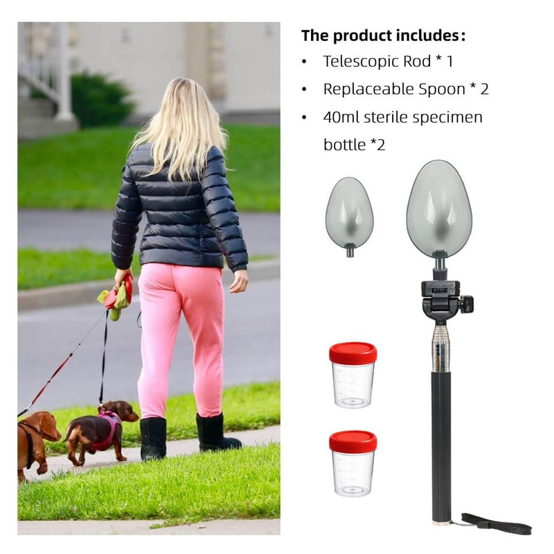 Dog Cat Urine Sample Collector- Telescopic Long Handled Dog Urine Dog Pee Sample Catcher Urine Stick for Small Large Female Dogs Extends to 42" (Gray_42) Gray_42 - PawsPlanet Australia