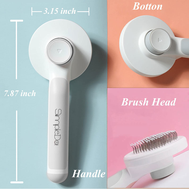 Self Cleaning Slicker Brush for Dogs and Cats, Pet Grooming Hair Brush, Removes Undercoat, Loose Hair, Mats, Tangles, and Dirt, Massages All Hair Types, Gray - PawsPlanet Australia