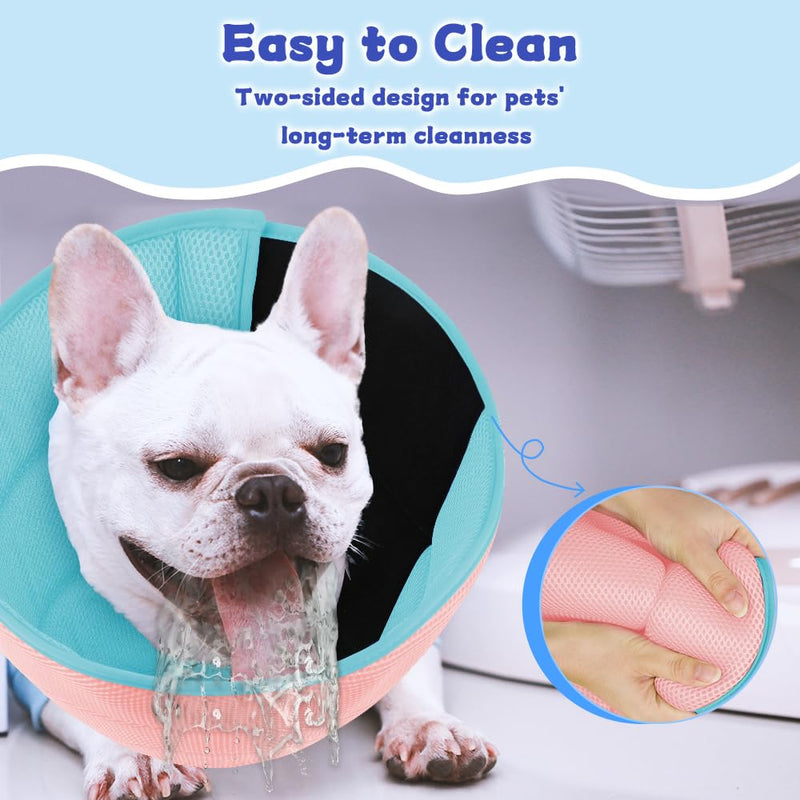 Soft Dog Cone Collar After Surgery Alternative for Dogs to Stop Licking, Comfy Collars for Large/Medium/Small Pet, Adjustable Elizabethan Neuter Recovery E Cones of Shame Neck & Head Ecollars Light Blue/Pink L (Fit 20-49 lb Dog) - PawsPlanet Australia