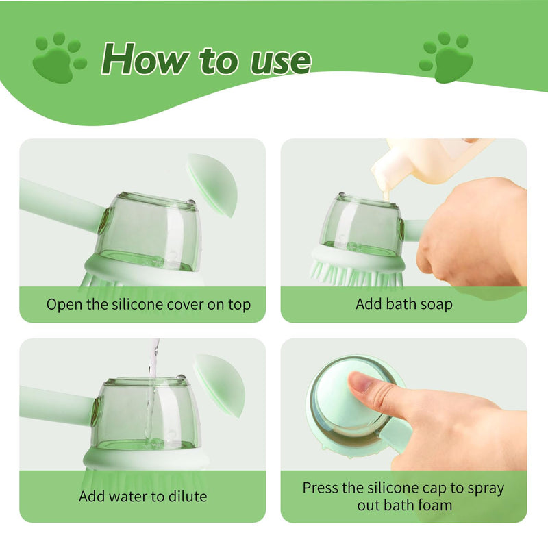 (6 Pcs) Pet Grooming Set – Includes Dog Bath Brush with Shampoo Dispenser, Cat Chin Cleaner, Toothbrushes & Glove Massage Brush for Dogs and Cats (Green) Green - PawsPlanet Australia