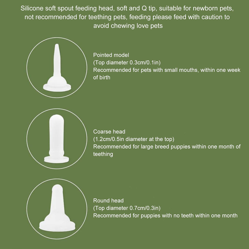 Cryfokt Cat Medicine Feeder Set, Easy-to-Change Nipple Kitten Bottles for Pet Care, PVC Silicone Material (White)