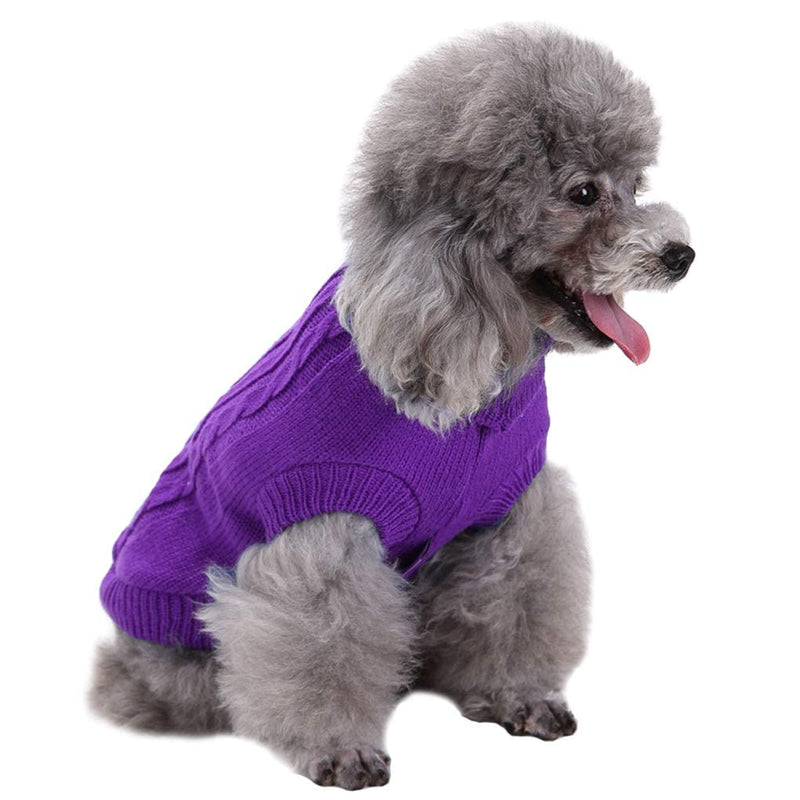 CHBORCHICEN Small Dog Sweaters Knitted Pet Cat Sweater Warm Dog Sweatshirt Dog Winter Clothes Kitten Puppy Sweater (Medium, Purple) Medium - PawsPlanet Australia