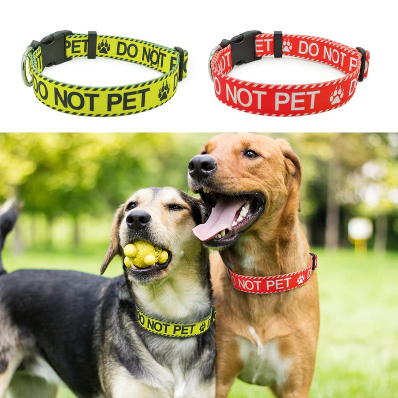 Dog Collar for DO NOT PET, Sturdy Durable with Buckle, Yellow Dog Collars for Small Medium Large Dogs, Premium Adjustable Polyester Pet Collar DO NOT PET Yellow - PawsPlanet Australia