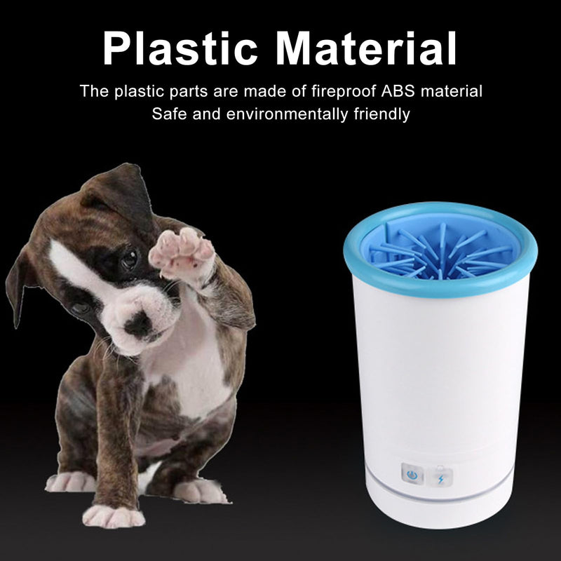 Automatic Dog Cleaner, Soft Electric Washer USB Rechargeable Portable Cleaner Cup, Dog Foot Cleaning Machine for Small to Medium Dogs Cats (White Blue) M White Blue - PawsPlanet Australia