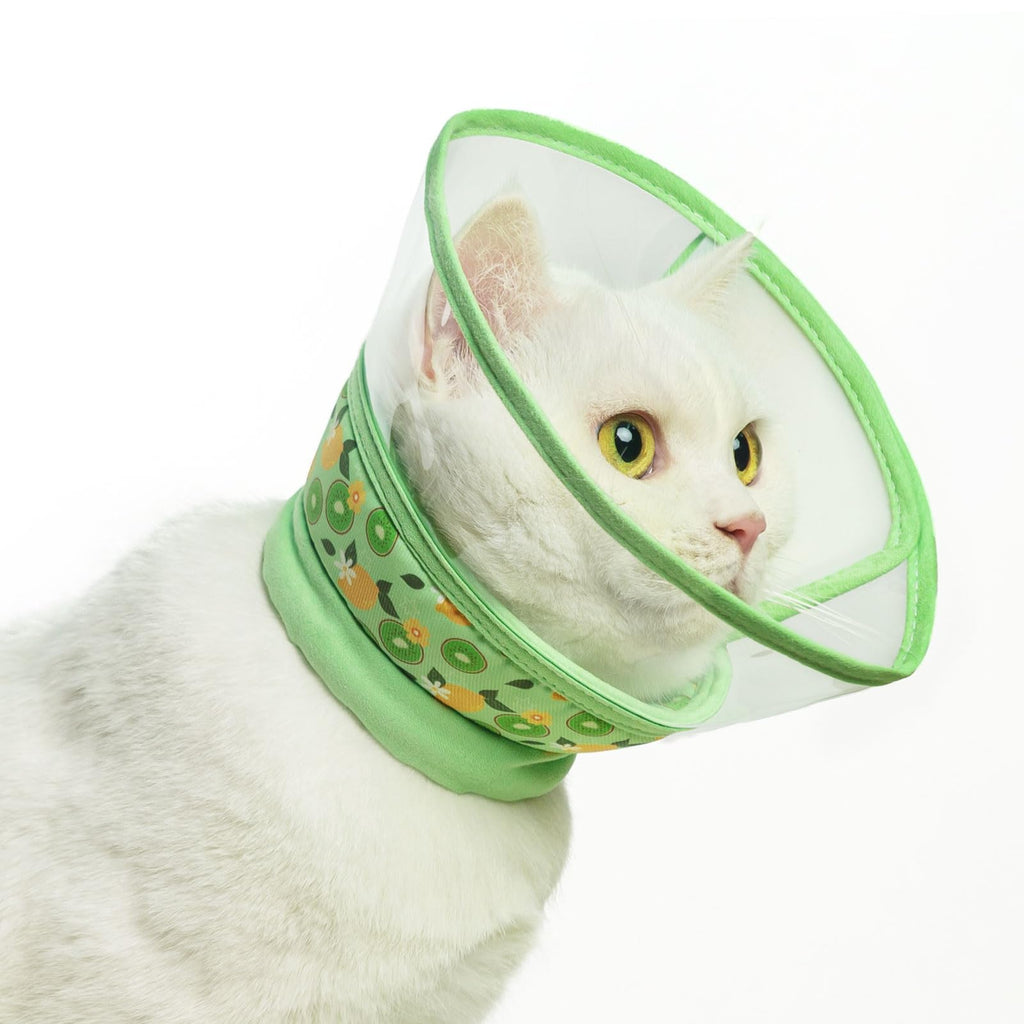 PUPTECK Cat Cone Collar Soft for Neck, Cat Recovery Collar to Stop Licking After Surgery, Adjustable Elizabethan Pet Collar for Small Medium Cats Kittens, Green, M