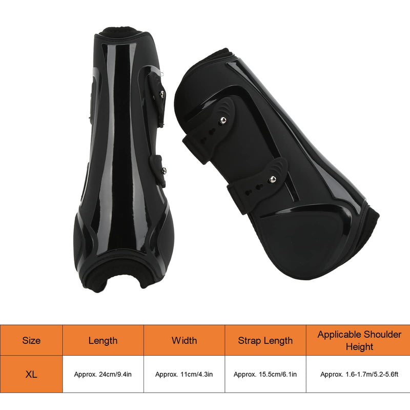 Horse Leg Boots, PU Shell Elastic Neoprene Horse Leg Guard, Black Front Legs, for Tendon and Blood Vessel Protection, 1 Pair X-Large