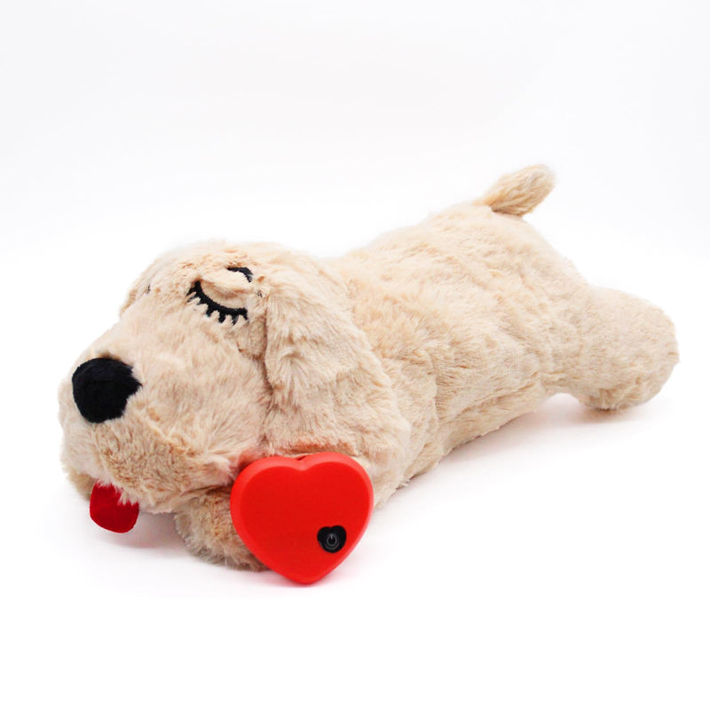 3T group Heartbeat Puppy Toy Sleep Aid for Dogs,Heartbeat Dogs Toys for Anxiety Relief,Stuffed Animal with Heartbeat for Puppy,Dog Heartbeat Toy for Puppy Plush Calming Toys Puppy Essentials(Beige) beige - PawsPlanet Australia