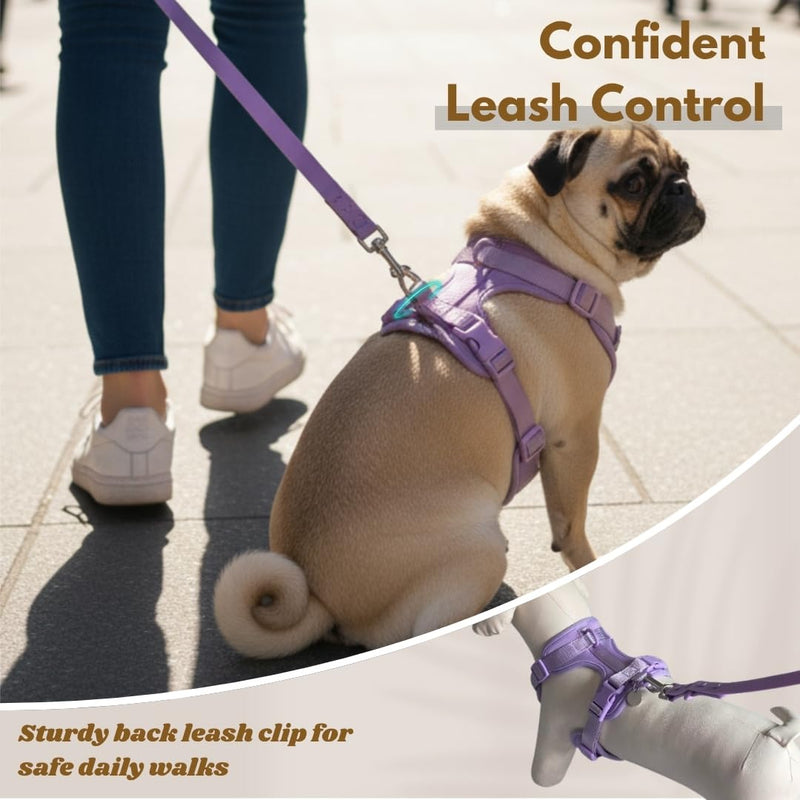 Dog Harness, No-Pull Pet Harness with 3 Leash Clips, Adjustable Soft Padded Dog Vest, Breathable Mesh Cushion for Small Medium Large Dogs (Purple, Medium (Neck:15"-19" Chest 22"-30")) Medium (Neck:15"-19" Chest 22"-30") Purple - PawsPlanet Australia